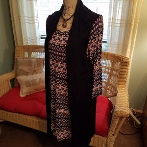 Travel ready tunic top in blues & black-Philosophy
